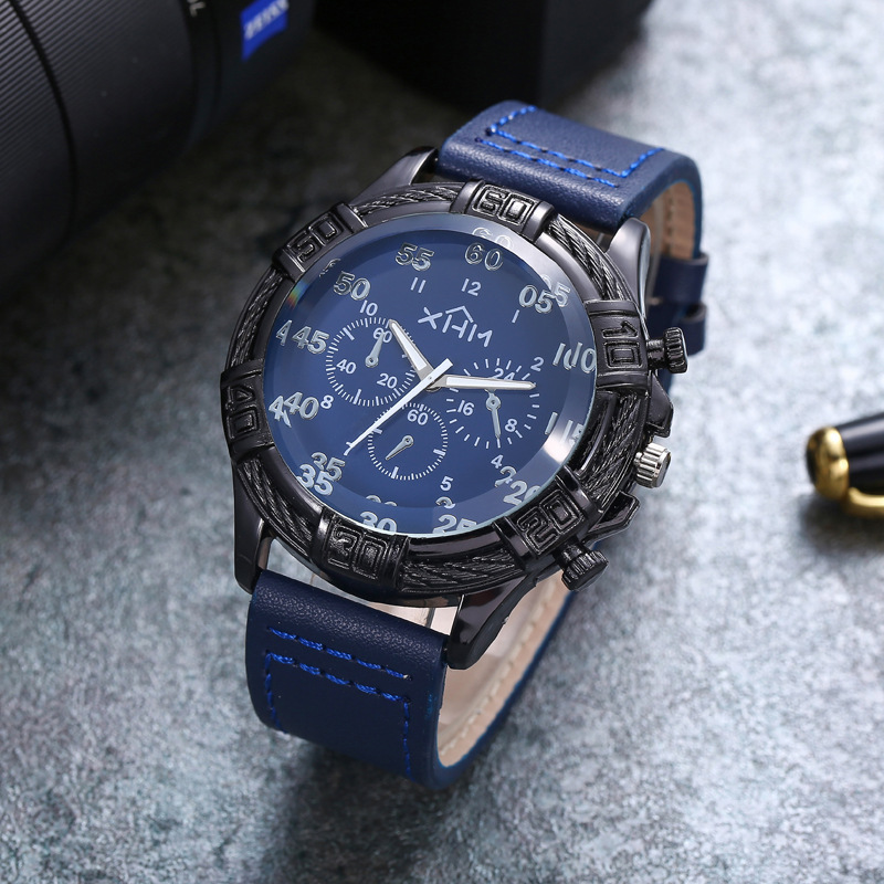 Reloj de cinturón dominante de estilo coreano para hombres creativo redondo gran dial decoración reloj de cuarzo no mecánico para hombres