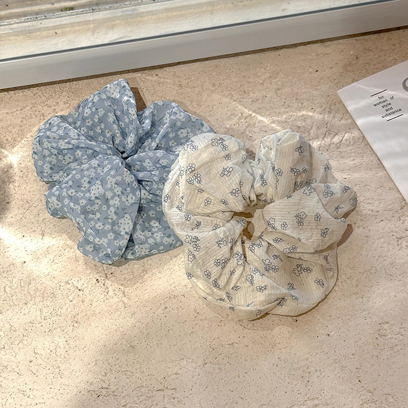 森系网纱小碎花大肠发圈2025新款女田园风百搭发圈扎丸子头发饰品|undefined