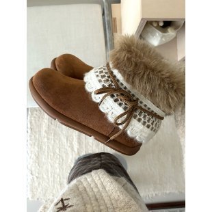 Sweet Peach Planet Fair Island algodón botas cortas para mujeres 2025 invierno nuevos zapatos de mujer con botas de nieve de lana gruesa
