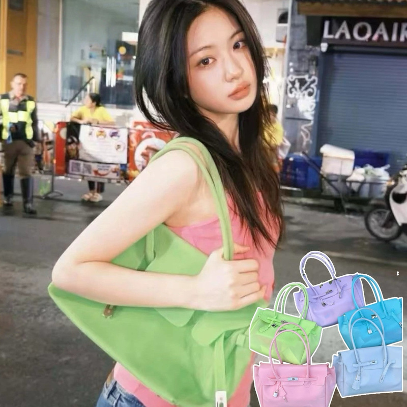 Jelly Firkin Jelly Bag Platinum Tote Bag Kelly Kiiikiii Same Style 26 Spring/Summer Fashion Shoulder Bag