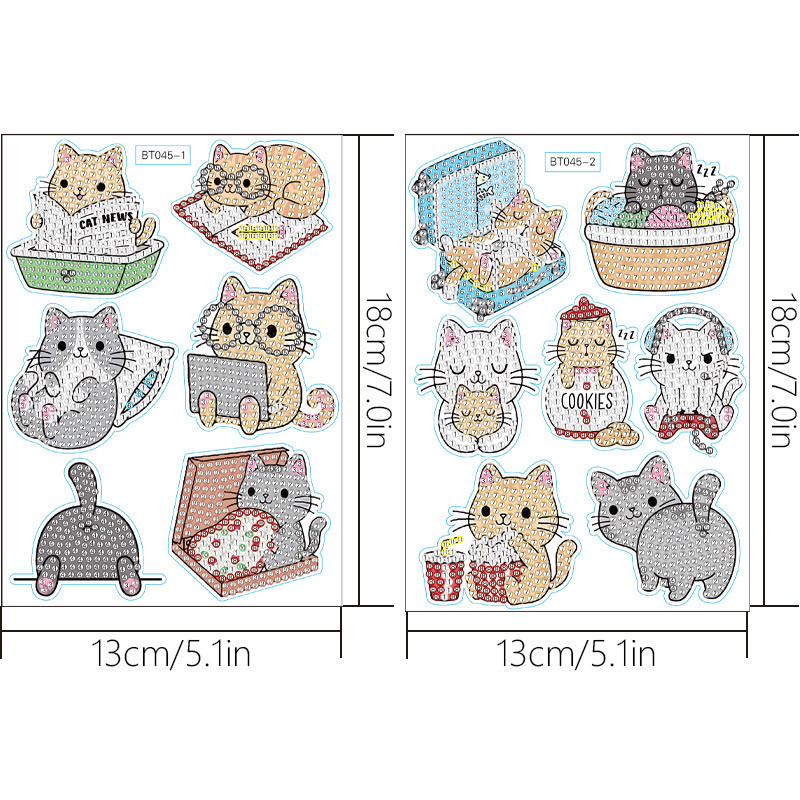 La pintura de diamantes de gato de dibujos animados más vendida, pegatinas de pared gratis, pegatinas de diamantes redondos hechas a mano para niños, pegatinas, decoración al por mayor