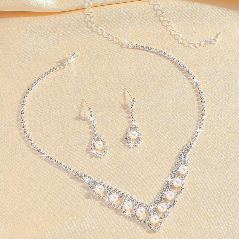 svadobné šperky náhrdelník náušnice sada šperkov banketové šaty náhrdelník módne a všestranné doplnky pre temperament_voghion.com