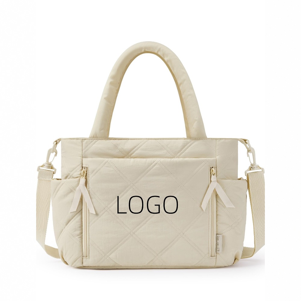 Handheld shoulder bag with zipper with down