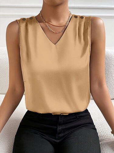 Elegant Blouse with Elegant Sleeves, V-Neck Blouse, High Collar Shirt