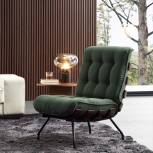 意式极简单人沙发椅家用客厅酒店休闲椅复古原木现代设计师单椅子
