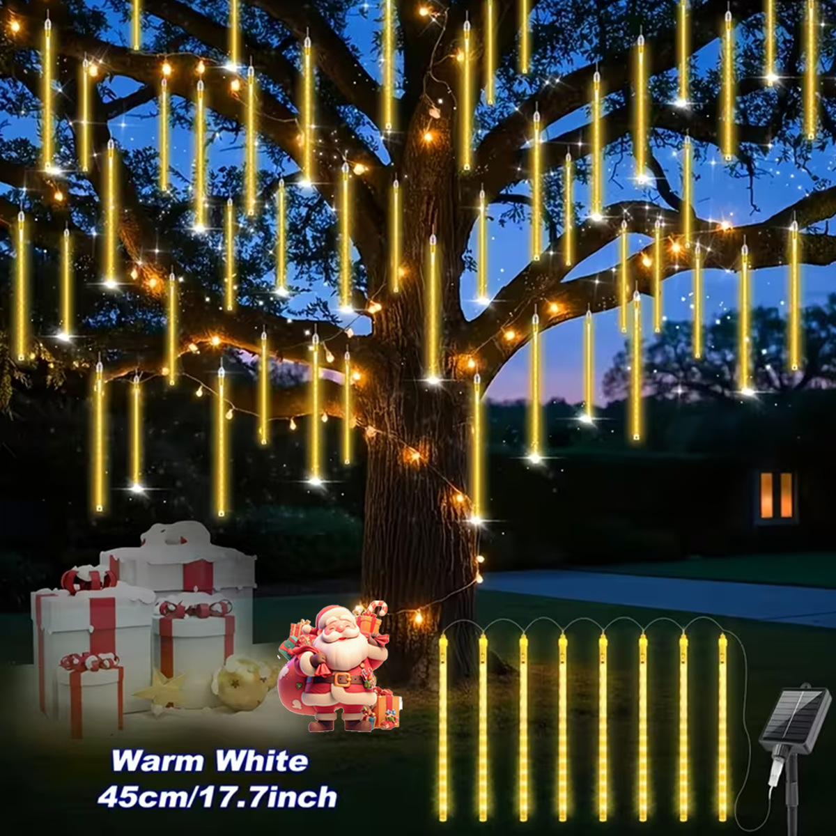 Lluvia de meteoros atmósfera de decoración de vacaciones impermeable pequeña lámpara de lámpara LED parpadeo lámpara de lámpara de árbol colgante lámpara de lámpara de colores al aire libre