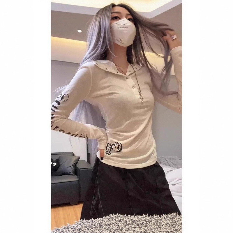 American Retro Hooded Sun Protection Blouse for Women in Summer Thin Slightly See-Through Long-Sleeved T-Shirt Slimming Look Sexy Top American Retro Hooded Sun Protection Blouse for Women in Summer Thin Slightly See-Through Long-Sleeved T-Shirt Slimming Look Sexy Top