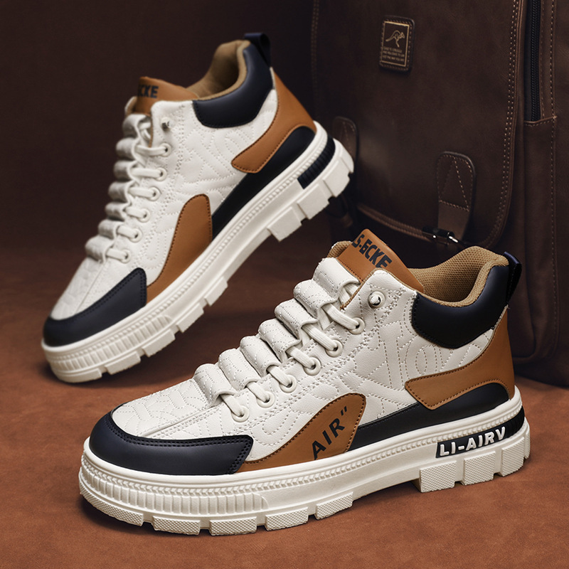 Zapatos para Hombre, Primavera 2025, Versátiles, Casuales, Deportivos, con Plataforma, que Aumentan la Estatura, Blancos, Modernos