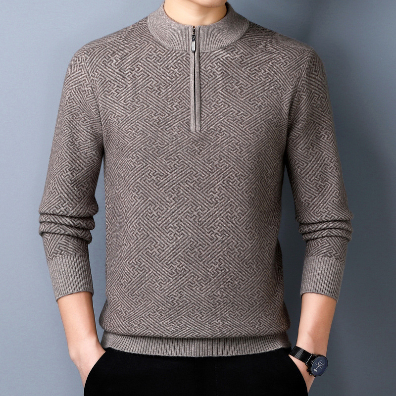专柜2025秋冬新款男士加厚保暖羊毛衫半高领羊毛衣套头打底针织衫