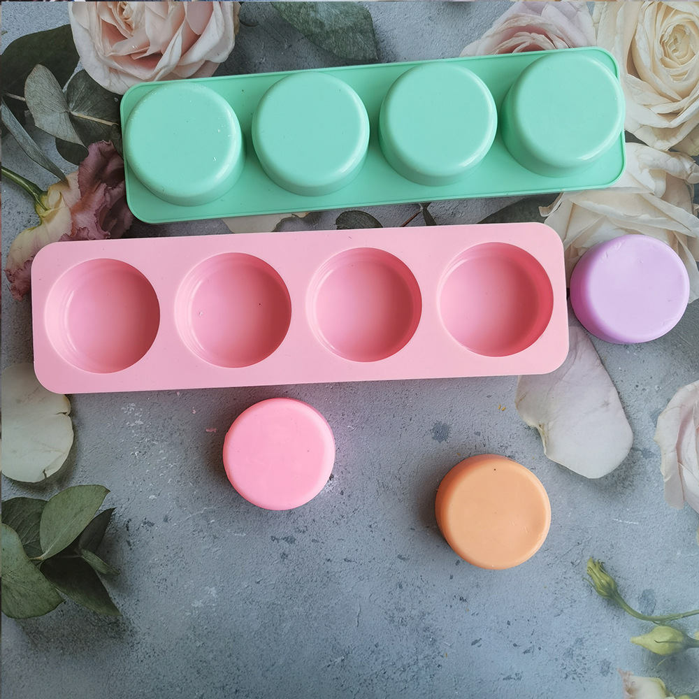 4 molde de jabón molde de silicona circular aromático artesanía molde de jabón molde de vela molde de pastel de arroz harina