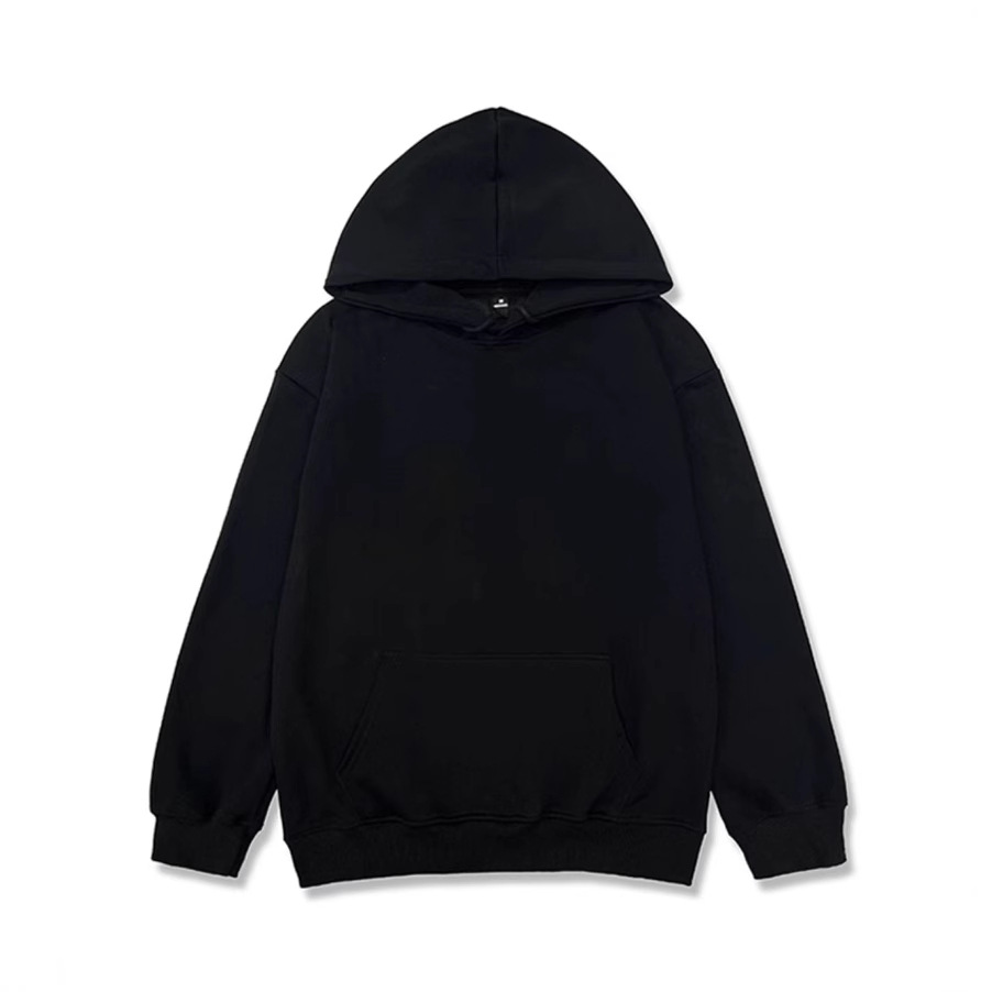Cross-border European and American-style Fashion Simple Solid Color Loose All-match fleece-lined Thickened Hooded Sweat Men's and Women's Elegant Top