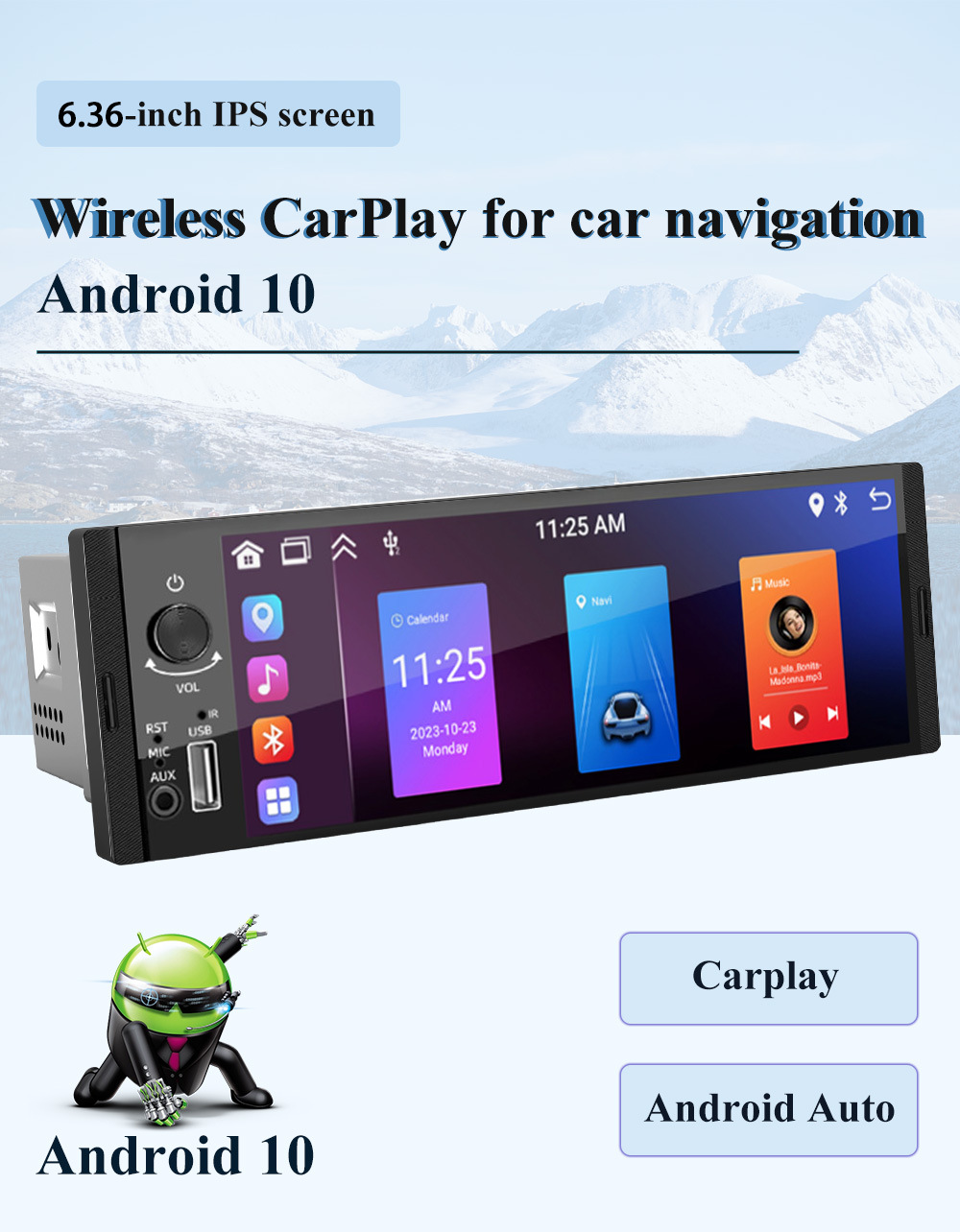 Hot Selling 6.36inch Car Navigator Smart Car Reverse Image Multimedia All-In-One Bluetooth Android Player