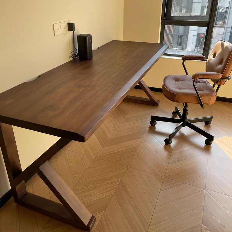 Solid Wood Double Computer Home Desk Bedroom Workbench Long Writing Log Desk Desktop E-Sports Table