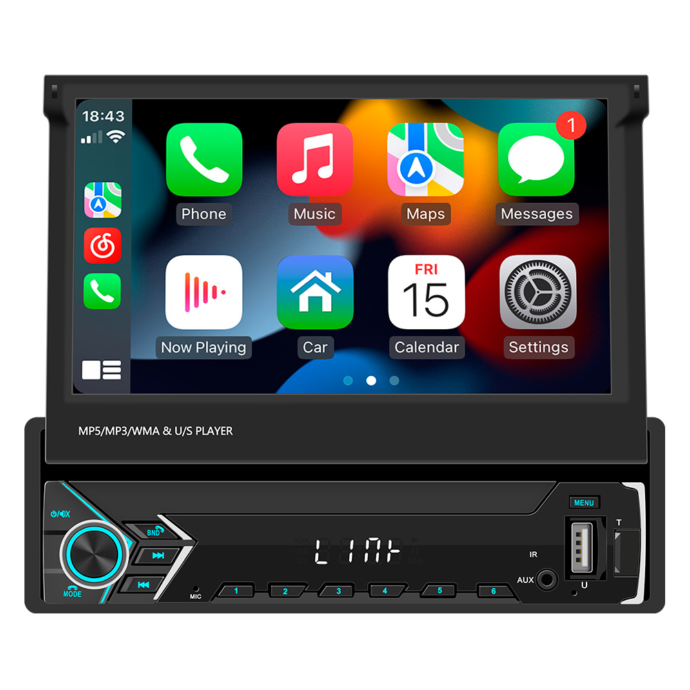 Transfronterizo 7 pulgadas pantalla retráctil carplay inalámbrico navegación MP5 reproductor de automóviles radio de automóviles Bluetooth