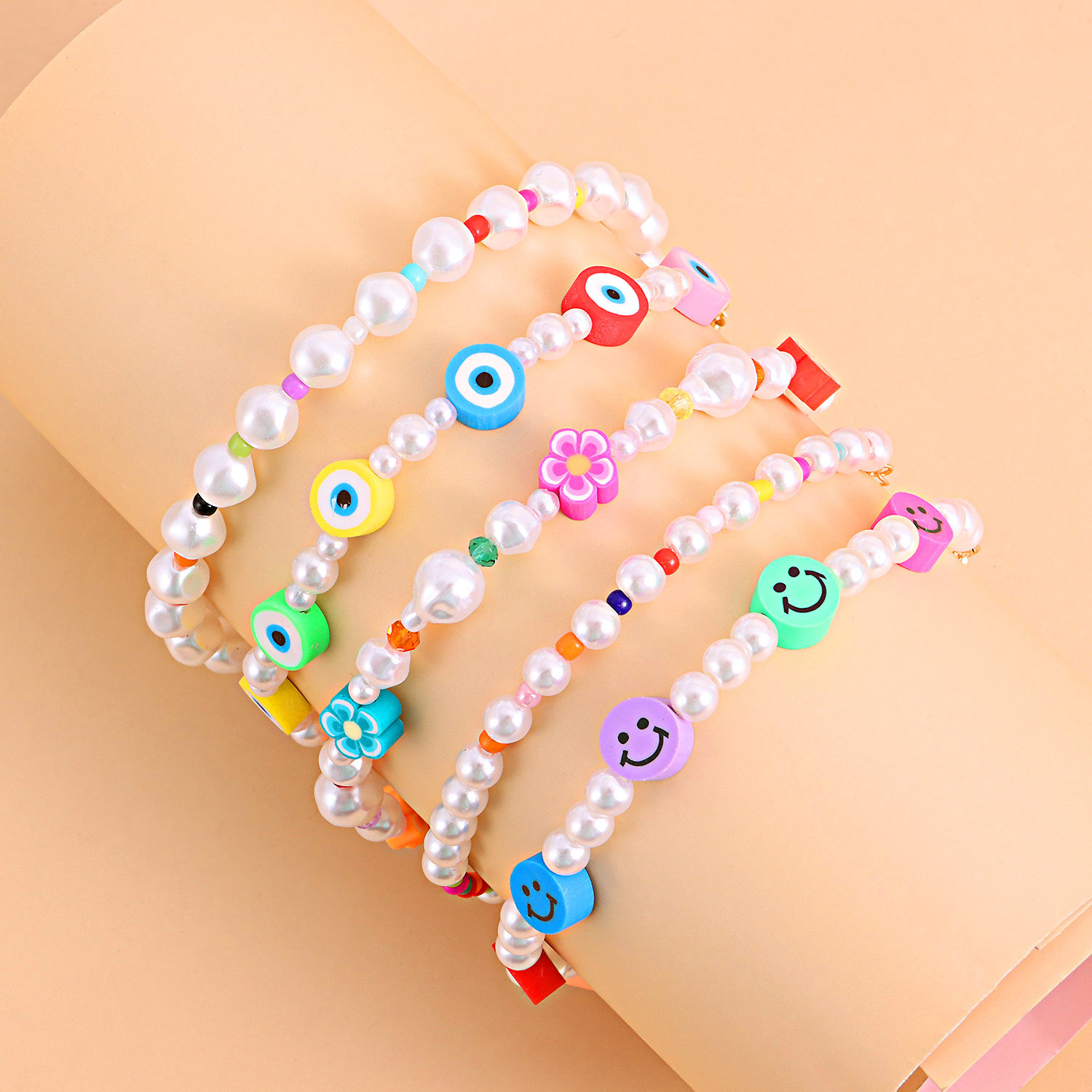 Vacation Devil's Eye Smiley Face Mixed Materials Beaded Anklet display picture 2