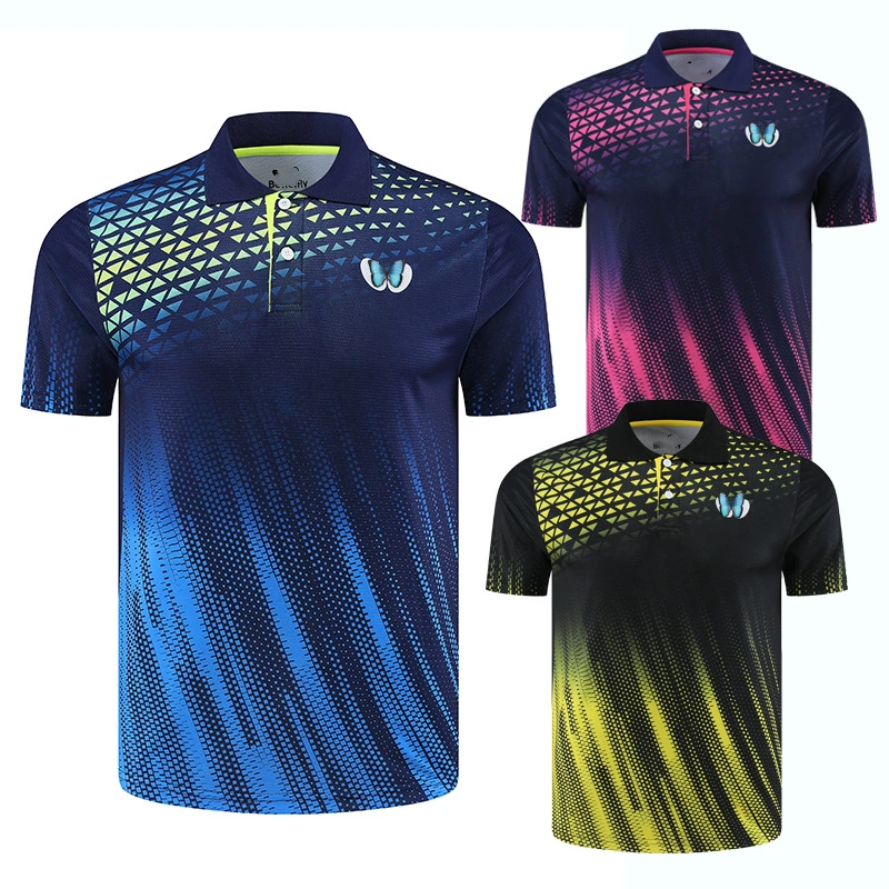 Новая форма для настольного тенниса для мужчин и женщин, топы с короткими рукавами, быстросохнущая дышащая тренировочная форма для соревнований, детская спортивная одежда, студенческие тренировки.