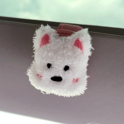 Visor Decorative Storage Bill Car – Car Glasses Clip/Bill Clip - blush-scribbled-dog-pink-glasses-clip