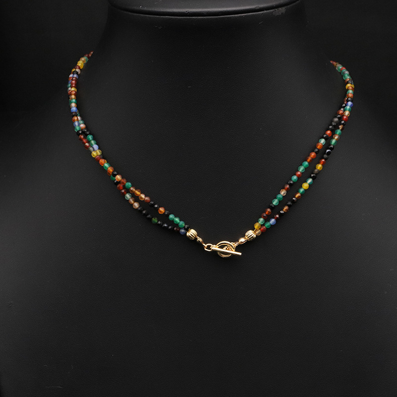 Collar de perlas de agua dulce natural collar de cuentas de color collar de clavícula nicho de alta calidad joyas de oro real 18k