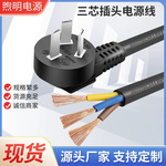 定制国标纯铜2/3芯电源线三脚插头0.75/1/1.5/2.5平方10A/16A插头