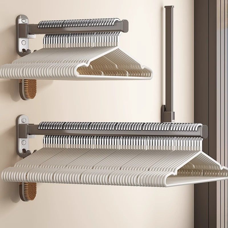 No-Drill Balcony Folding Clothes Drying Rack, Wall-Mounted Bathroom Clothes Drying Rod, Window Wall Magic Tool, Invisible