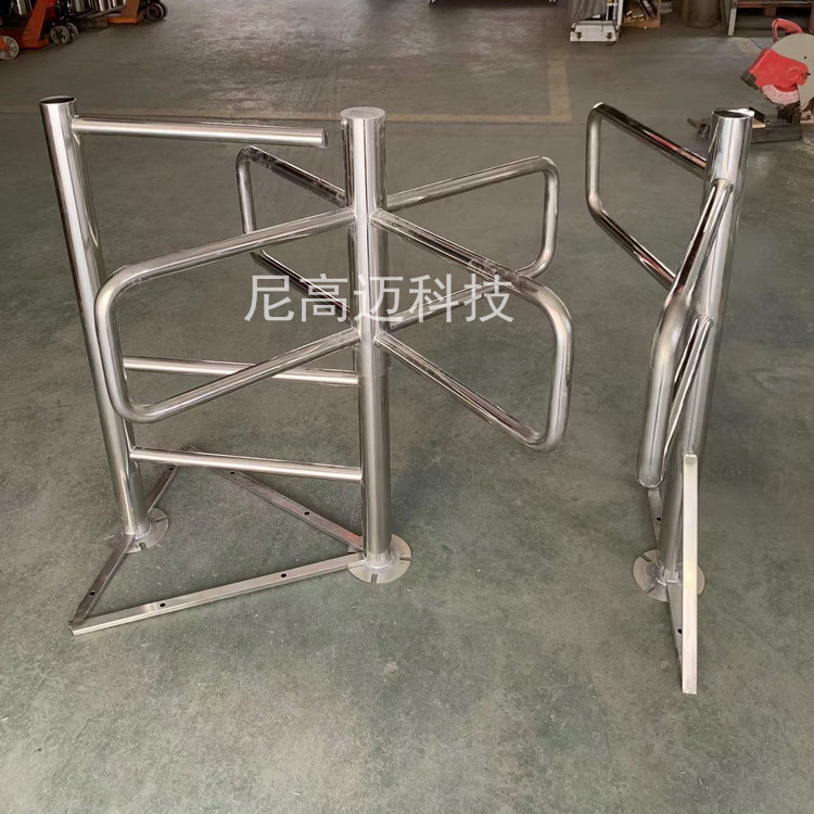 尼高迈不锈钢单限半高转闸十字型旋转静音导流闸门景区超市辊转闸