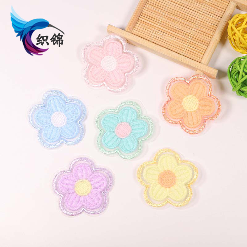 4.5cm大号蕾丝花朵绣花标 儿童发夹手工diy服装鞋帽配饰刺绣布贴