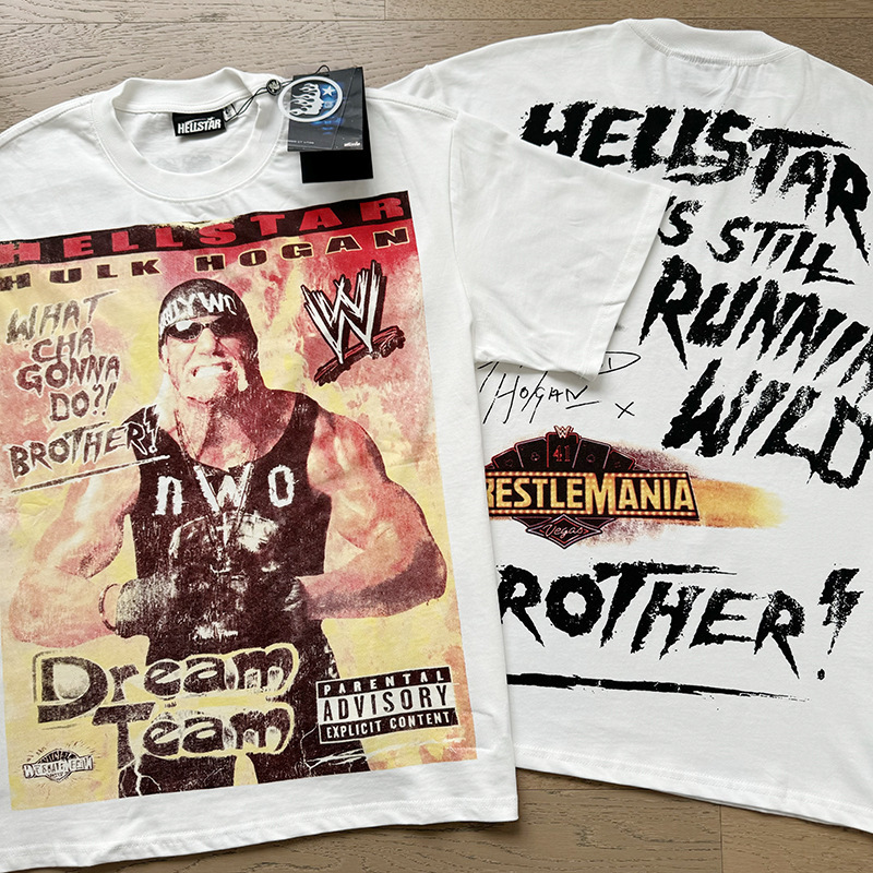 25ss 夏新作 Hellstar アメリカンファッション ハイストリート ウォッシュ加工 ダメージ加工 プリント ゆったり 半袖 Tシャツ 男女兼用|undefined