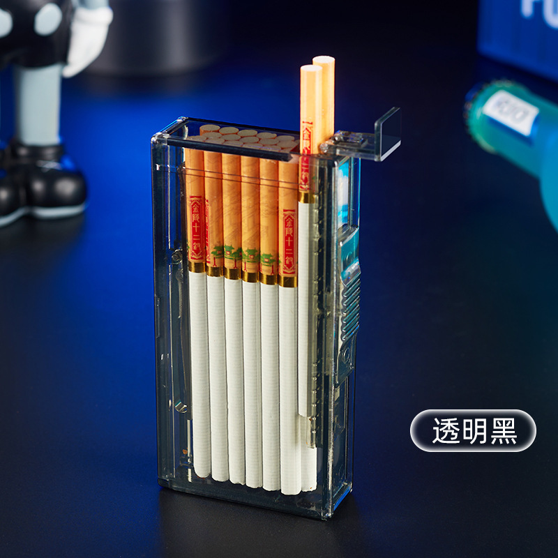 透明タバコボックス充電式ライターオールインワンタバコボックスメンズポータブル20パック発光ギフトボーイフレンド薄型タバコボックス|undefined