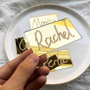 Caifan New Product Cross-Border Gold Label Acrylic Rectangular Wedding Card Plastic Writable Business Card Mini Physical