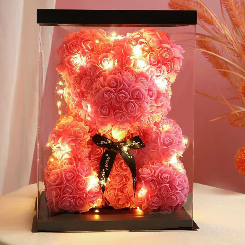 Caja de Regalo con Oso de Rosas, Regalo de Navidad, Caja de Regalo Romántica para el Día de San Valentín, Regalo de Cumpleaños, Venta al por Mayor Directa de Fábrica
