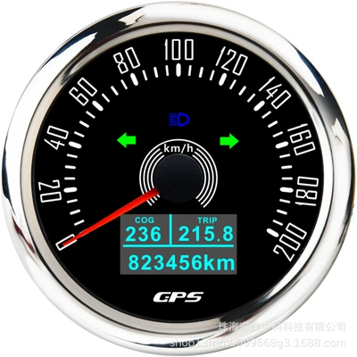 85mm code meter single mileage adjustable zero calculation fuel consumption speedometer car yacht electric car GPS speedometer (automobile instrument) - 200km-black-bottom-silver-edge