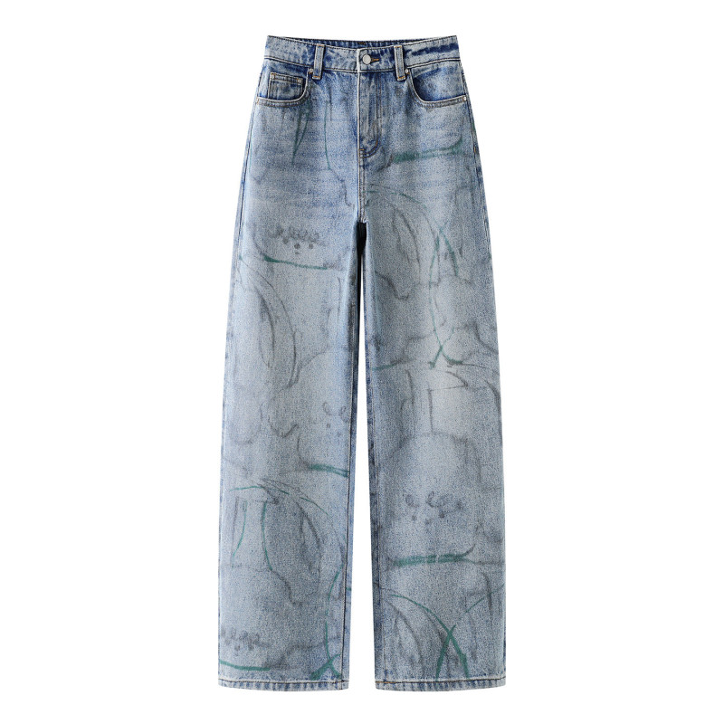 In-Stock 2026 Spring New Fashion Commuter Style Loose Cartoon Anime Print Casual Denim Straight Pants 2K1Xr30