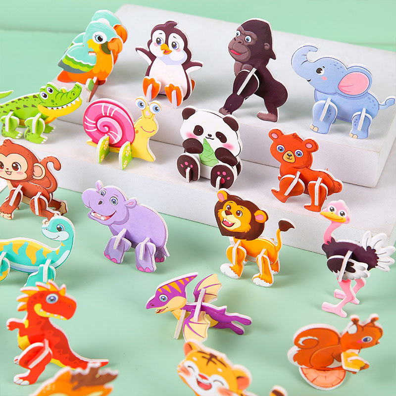 Cartoon Puzzle 3D Stereo Puzzle Insect Animal Model Kidsren's Handmade DIY Toys Kindergarten Early Education Educational Toys