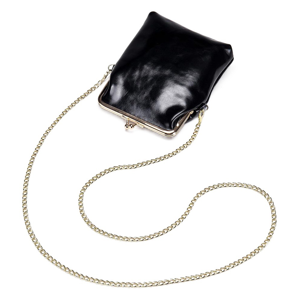 Moda de Cuero genuino retro bolso del teléfono móvil nicho de la cadena del hombro de las mujeres bolsa de mensajero ins mini clip bolsa pequeña