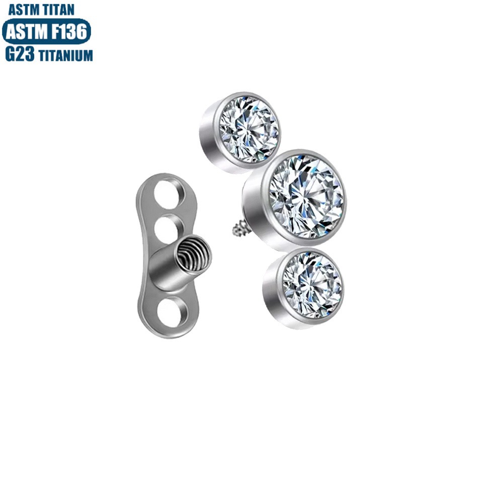 Silver pointed spike labret stud material detail
