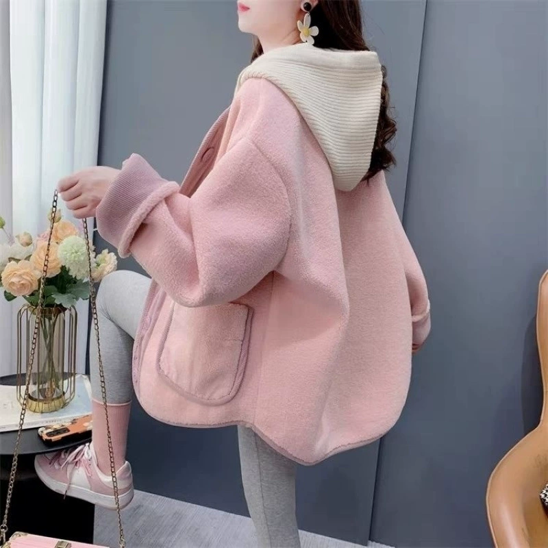 Demi-season warm warm jeans for leisure, Chanel style, oversize
