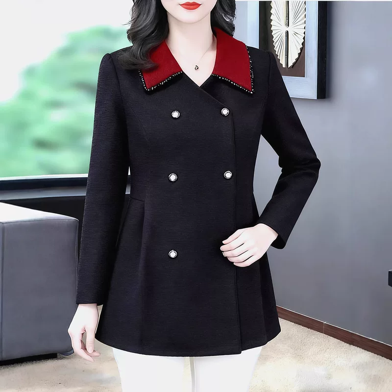 High-end fashionable set, shirt for mother, fitted, plus size