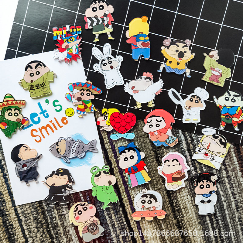 创意蜡笔小新亚克力冰箱贴磁贴吸铁石日本动漫卡通家居装饰品