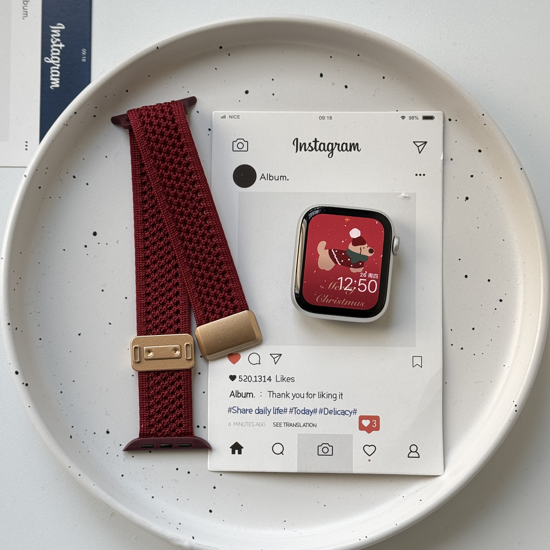 35g Weight Apple Smart Watch Magnetic Strap Classification Nylon Material Solid Color Pattern Fashion style Style Fashion Style Solid Color Apple Smart Watch Magnetic Strap 21