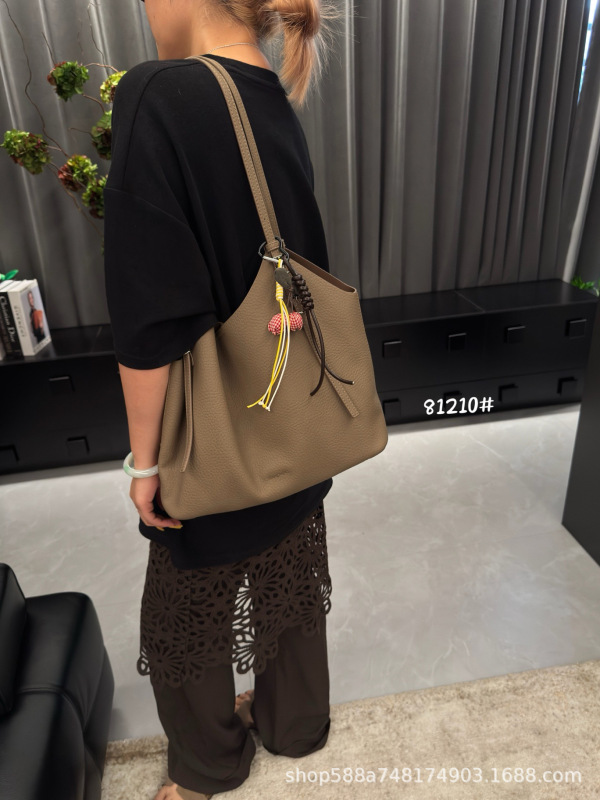 大容量慵懒松弛感托特包女高级感百搭通勤包休闲软皮单肩包大包包|undefined