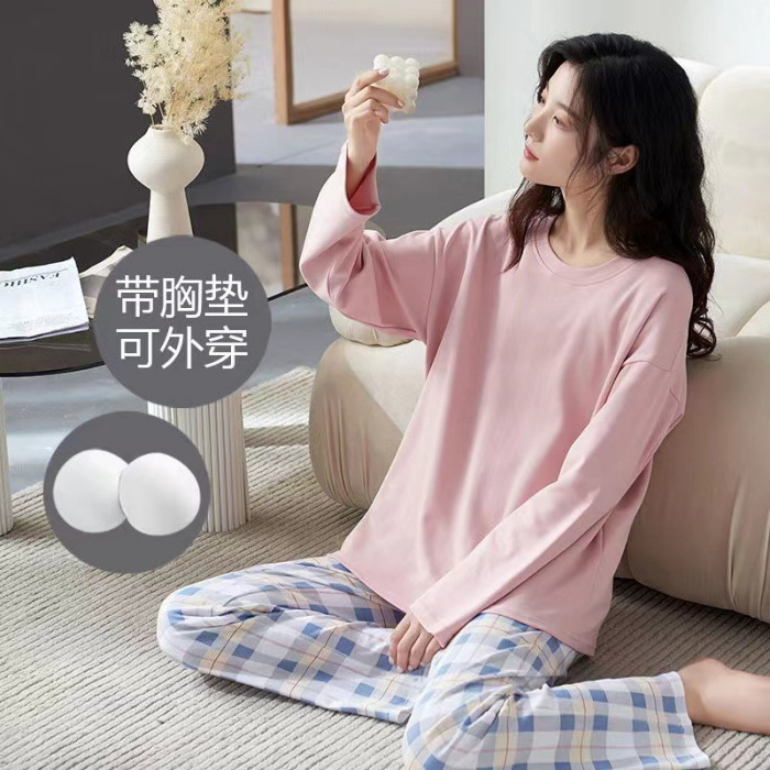 Chubby Girl Plus size pijamas Otoño de las mujeres Nuevo 2023 pantalones de manga larga sueltos traje de desgaste para el hogar Sudeste Asiático transfronterizo