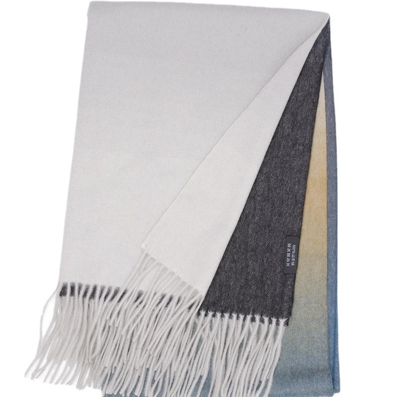 Mongolia Interior nuevo estilo 35 ancho bufanda de cachemira pura otoño e invierno engrosada hombres y mujeres de manga larga degradada europea y americana