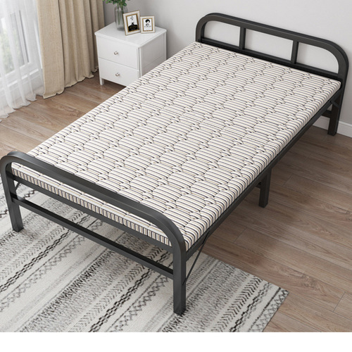 Pine wood folding bed metal portable installation-free folding bed rental room hospital escort cabin single iron bed hard bed