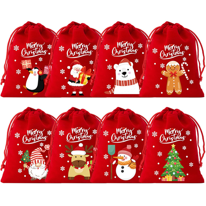 クロスボーダー新製品クリスマスレッドベルベットバンドルポケットセットクロスボーダーホットセールクリスマスアップルバッグキャンディバッグ卸売|undefined