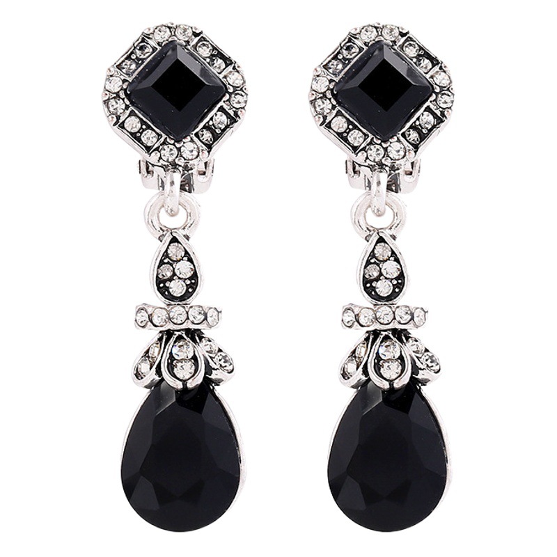 High-Quality European and American Fashion Jewelry, Vintage Bohemian Water Drop Pendant, Non-Pierced Ear Clip, Fast Selling on Ebay