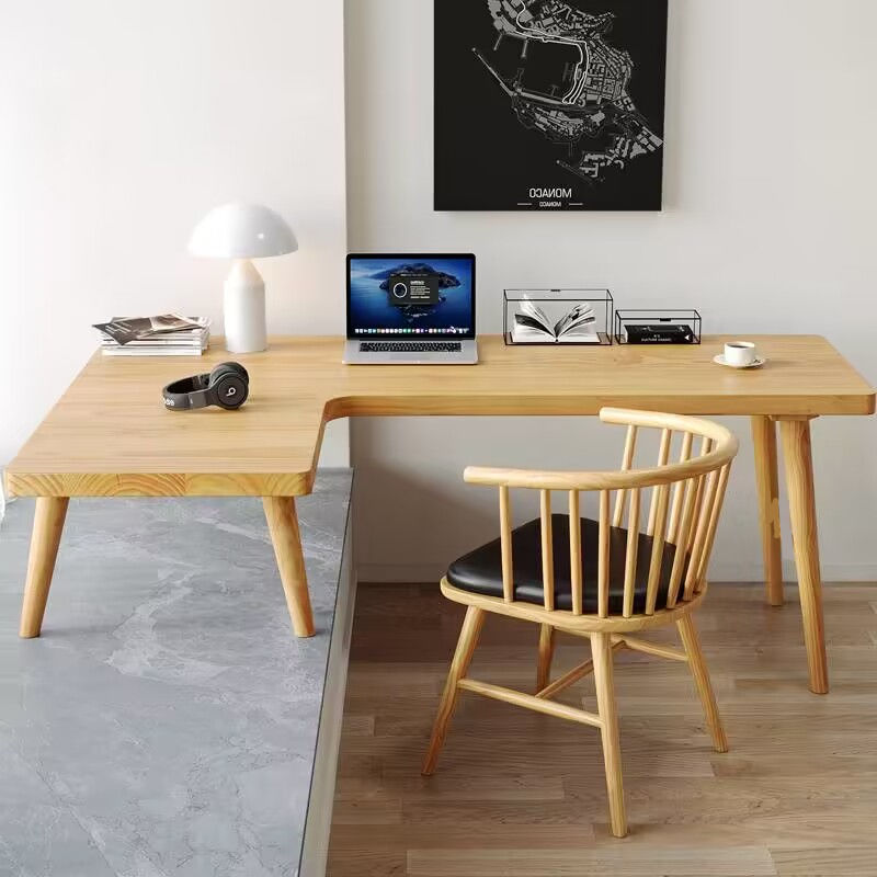 Nailed Solid Wood Special-Shaped Desk Triangular Corner Balcony Computer Table Bay Window High and Low Legs Kitchen Concave and Convex Corner Table