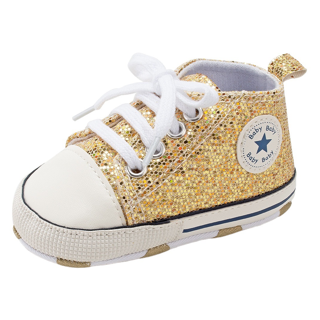 Zapatos de bebé transfronterizos nuevos zapatos de lona de lentejuelas zapatos de bebé de fondo suave zapatos de bebé
