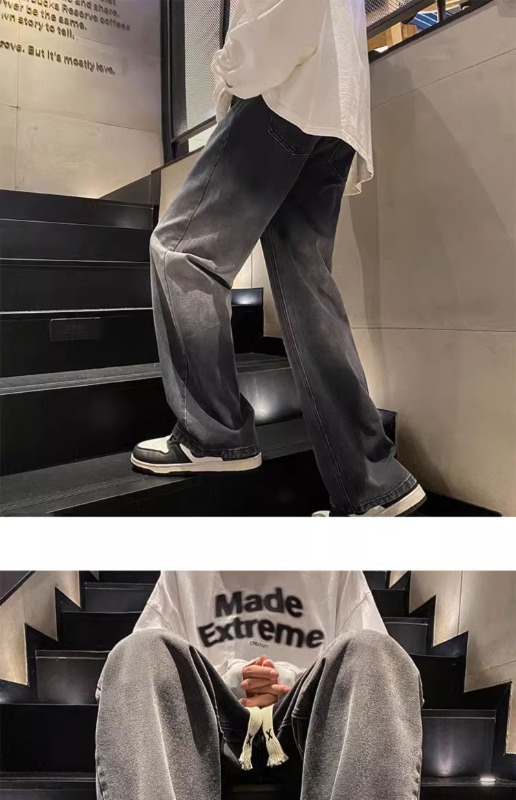 Herr jeans rak passform retro stil vida lediga byxor casual_voghion.com