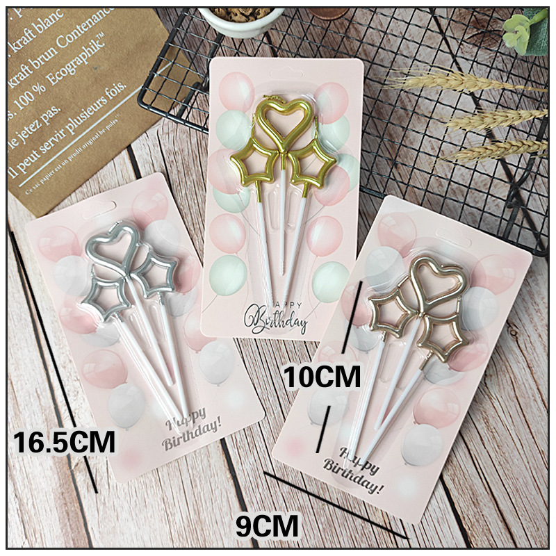 Love birthday candle high-grade creative heart-shaped star cake decoration romantic atmosphere baking plug-in