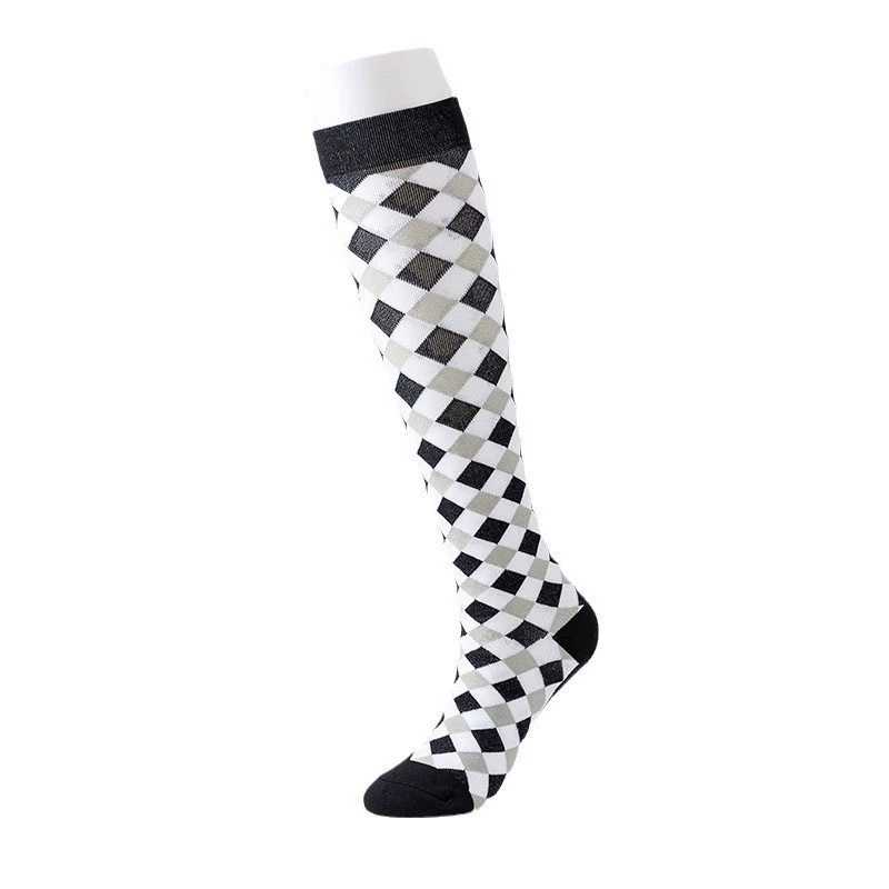 Compression Running Socks, Unisex Jacquard Knee-High Socks, Multiple Patterns, S/M & L/XL